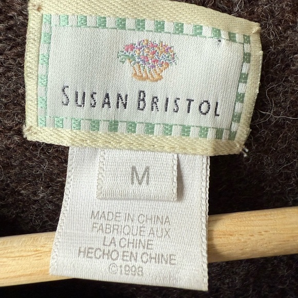 SUSAN BRISTOL Pig Cardigan Sweater Wool Cottagecore Grandma Folk Heritage VTG M - Picture 7 of 8